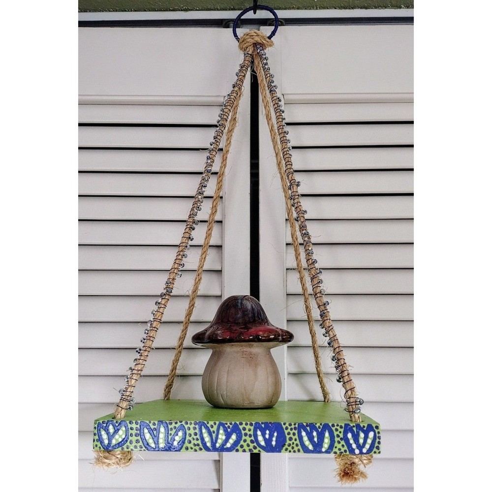 NEW Handmade Lotus Hand painted Hanging Wire Wrapped Plant Shelf